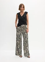 Sleeveless Ruffled Top & Wide-Leg Pants