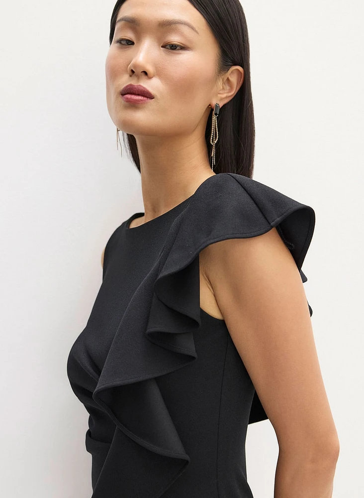 Asymmetric Ruffle Detail Dress