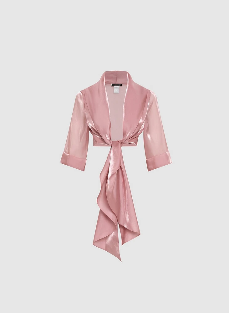 Boléro en organza à nouer l'avant