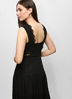 Robe à dentelle en mélange de lin