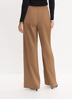 Chain Trim Satin Wide-Leg Pants