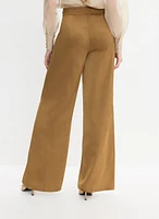 Chain Trim Satin Wide-Leg Pants