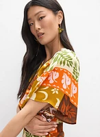 Patchwork Print Maxi Dress