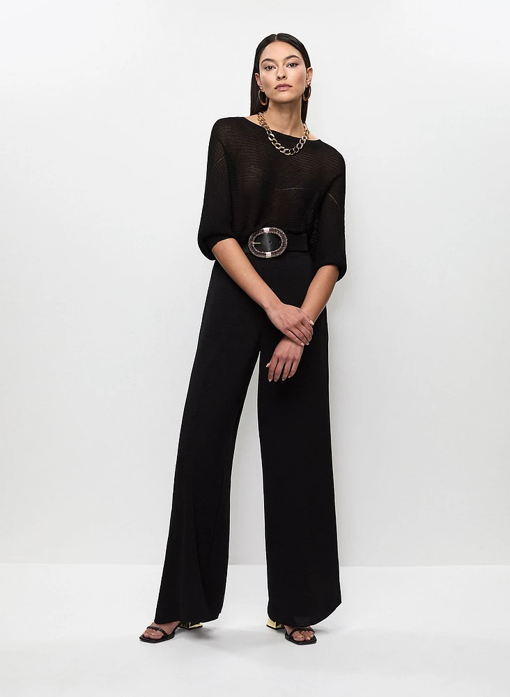 Dolman Sleeves Knit Top & Wide Leg Pants