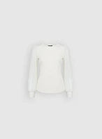 Lace Cuff Crew Neck Top