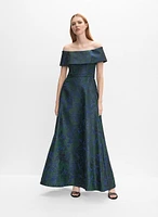 Floral Jacquard Off-Shoulder Dress