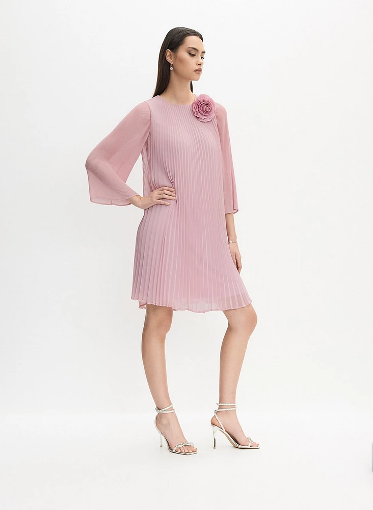 Plissé Rosette Dress