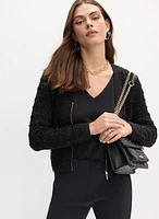 Lurex Bouclé Zip Cardigan