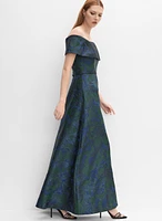 Floral Jacquard Off-Shoulder Dress