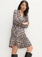 Abstract Print Puff Sleeve Dress