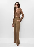 Shirred Waist Wide-Leg Pants