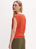 Sleeveless Open-Knit Sweater