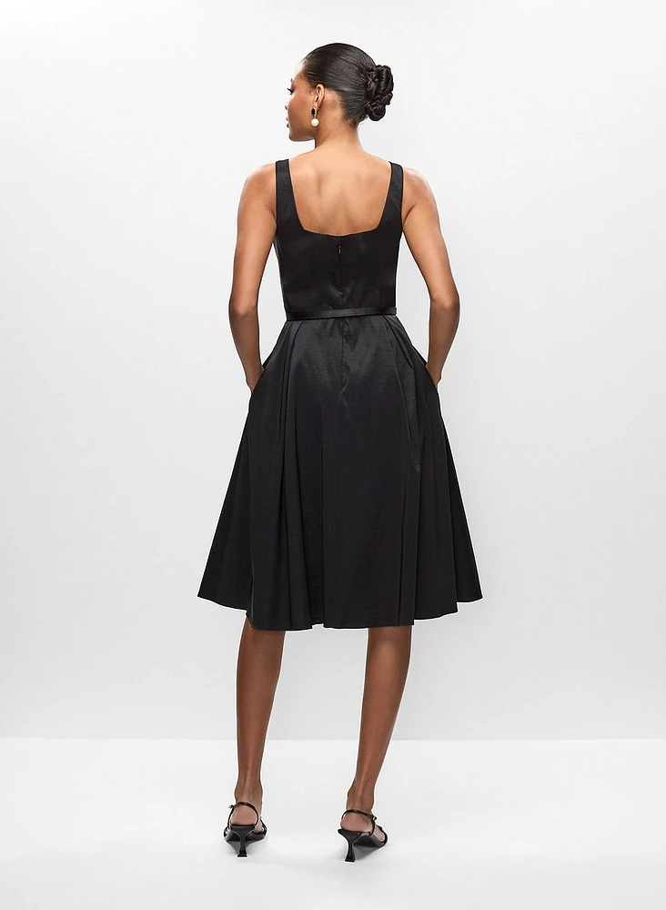 Square Neck Taffeta Dress