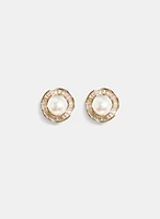 Cubic Zirconia Pearl Inset Earrings