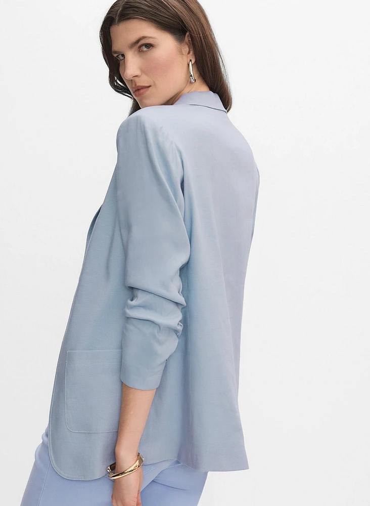 Open Linen-Blend Blazer