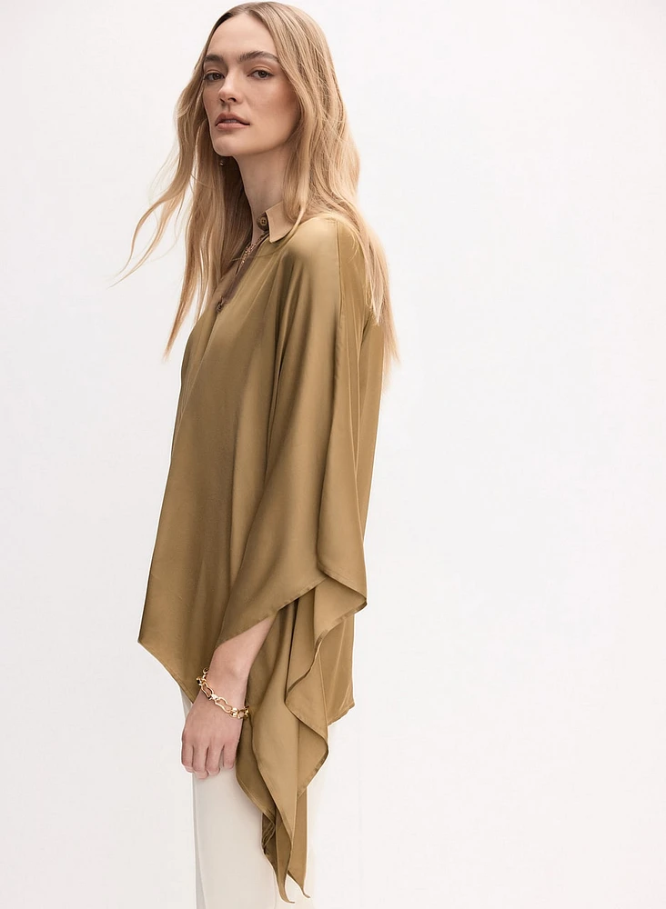 Flare Sleeve Satin Blouse