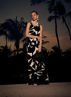 Leaf Print Tiered Dress