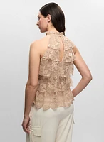 High-Neck Tiered Lace Top