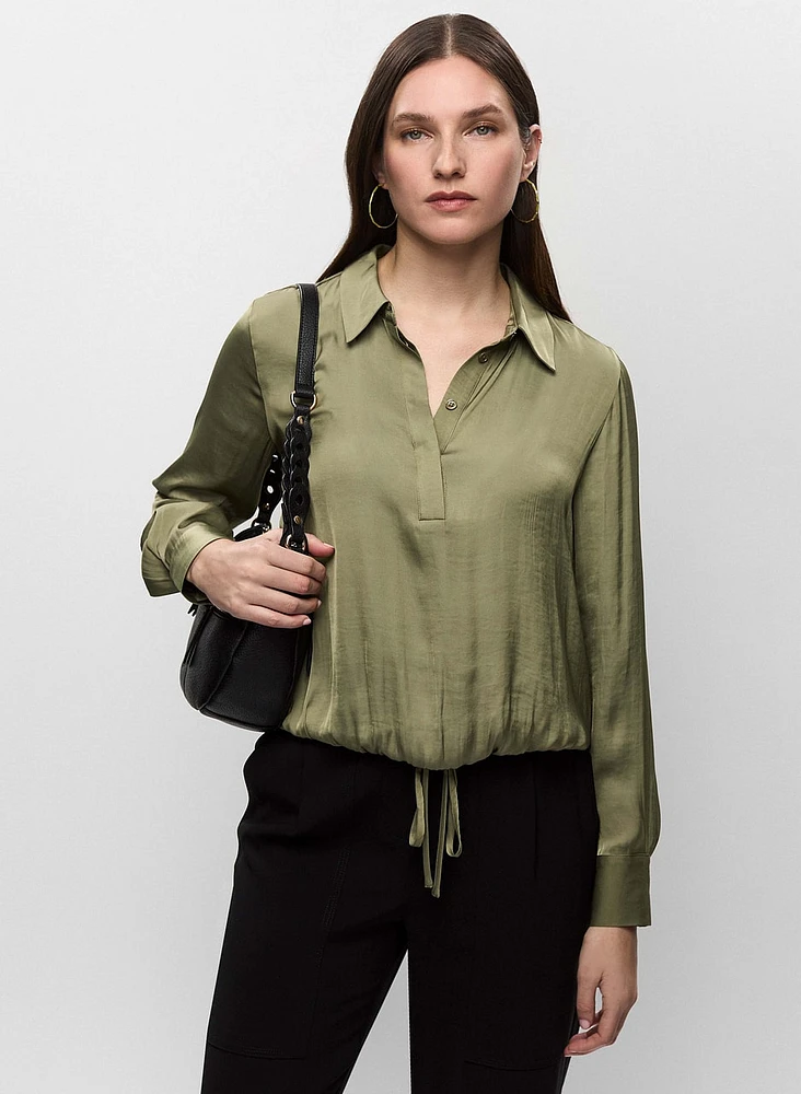 Tie Hem Satin Blouse