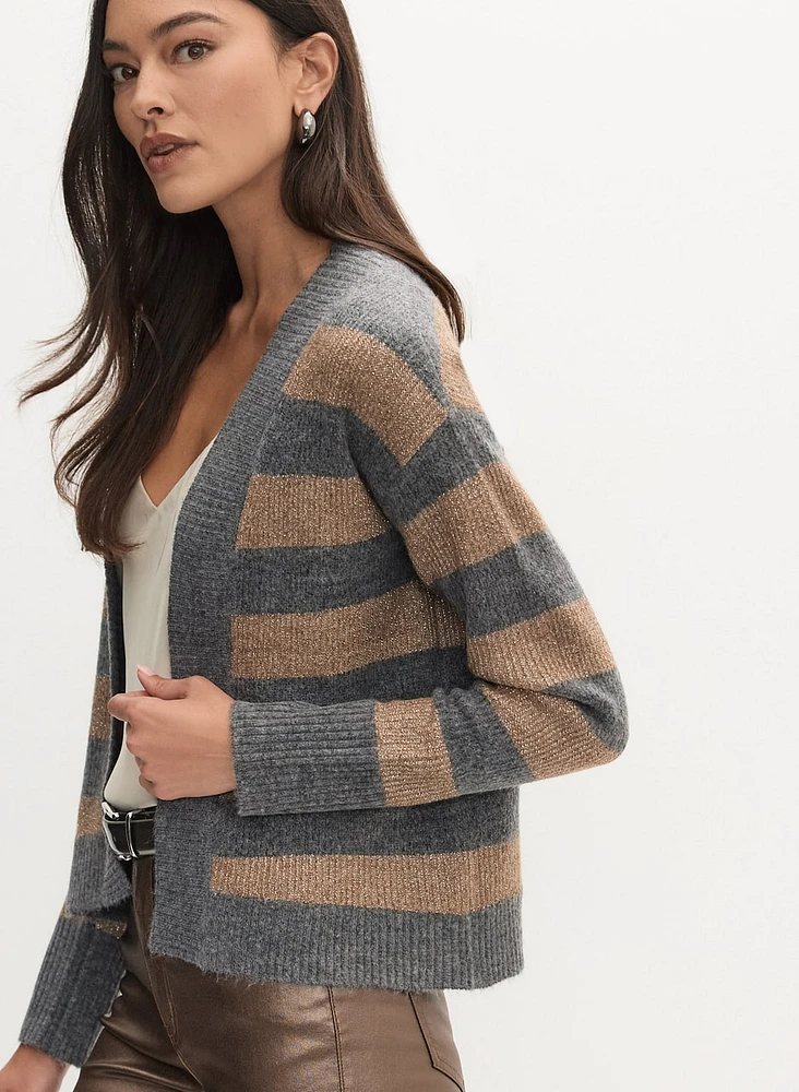 Shimmer Striped Knit Cardigan