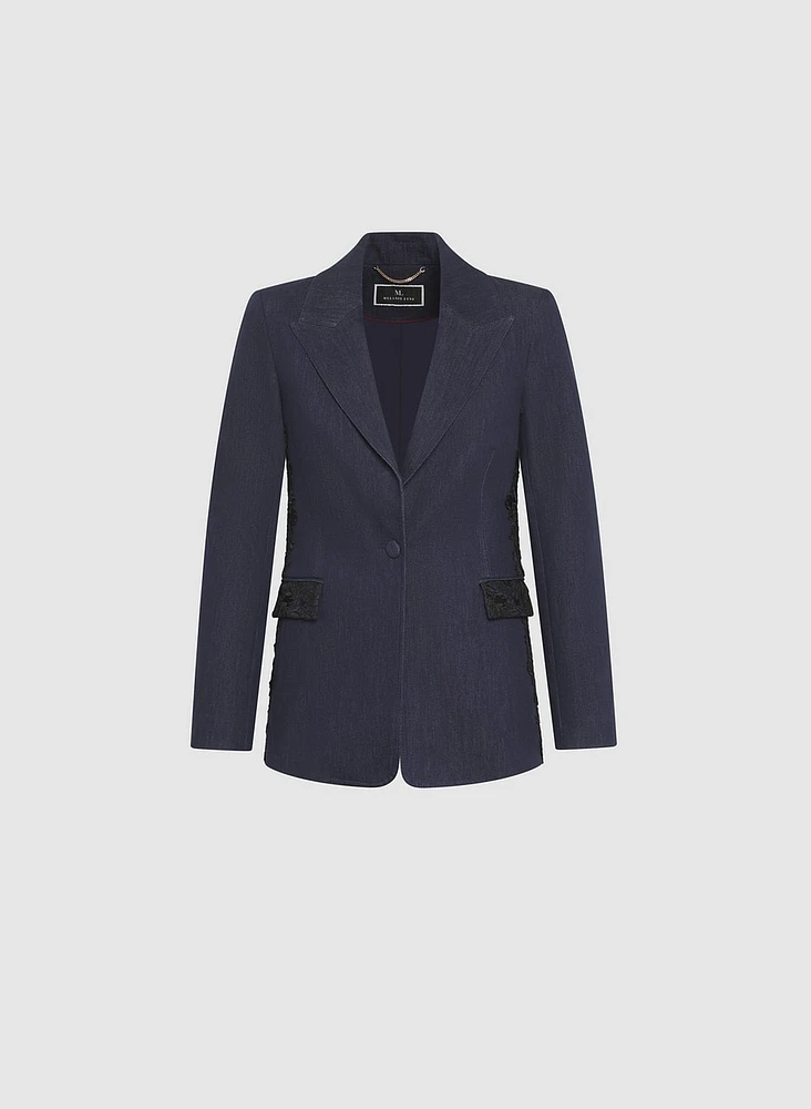 Lace Detail Denim Blazer