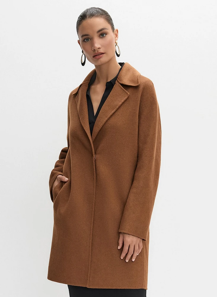 Manteau à col cranté en mélange de laine