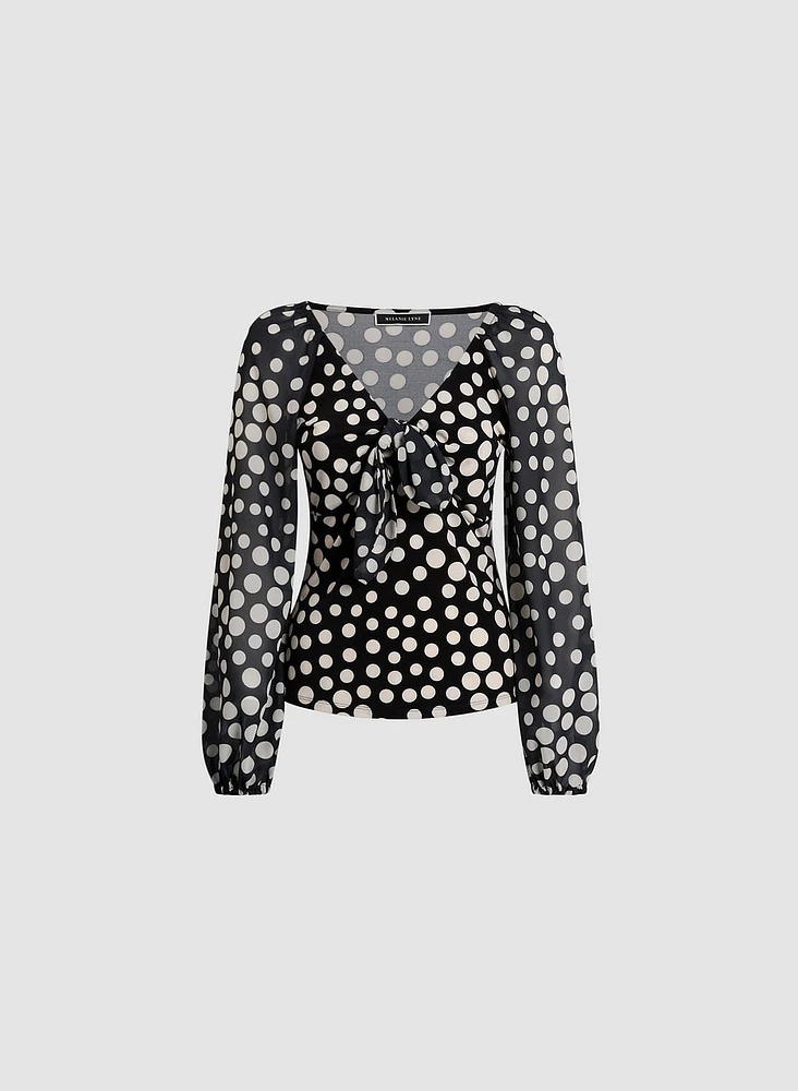 Polka Dot Chiffon Top