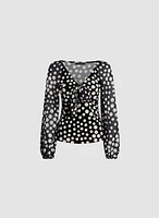 Polka Dot Chiffon Top