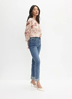 Pearl Embellished Straight-Leg Jeans