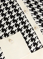 Contrast Trim Houndstooth Cardigan