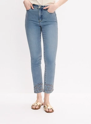 Embroidered Cuff Jeans