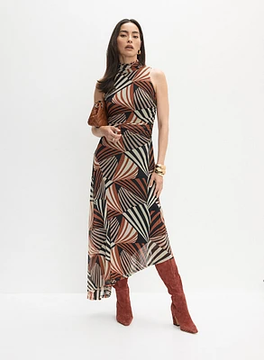 Geometric Print Mesh Dress