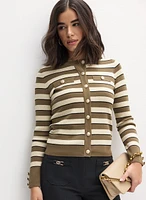 Striped Crew Neck Cardigan