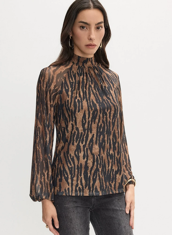 Animal Print Mesh Top