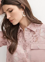 Pearl Button Lace Blouse