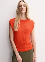 Sleeveless Open-Knit Sweater