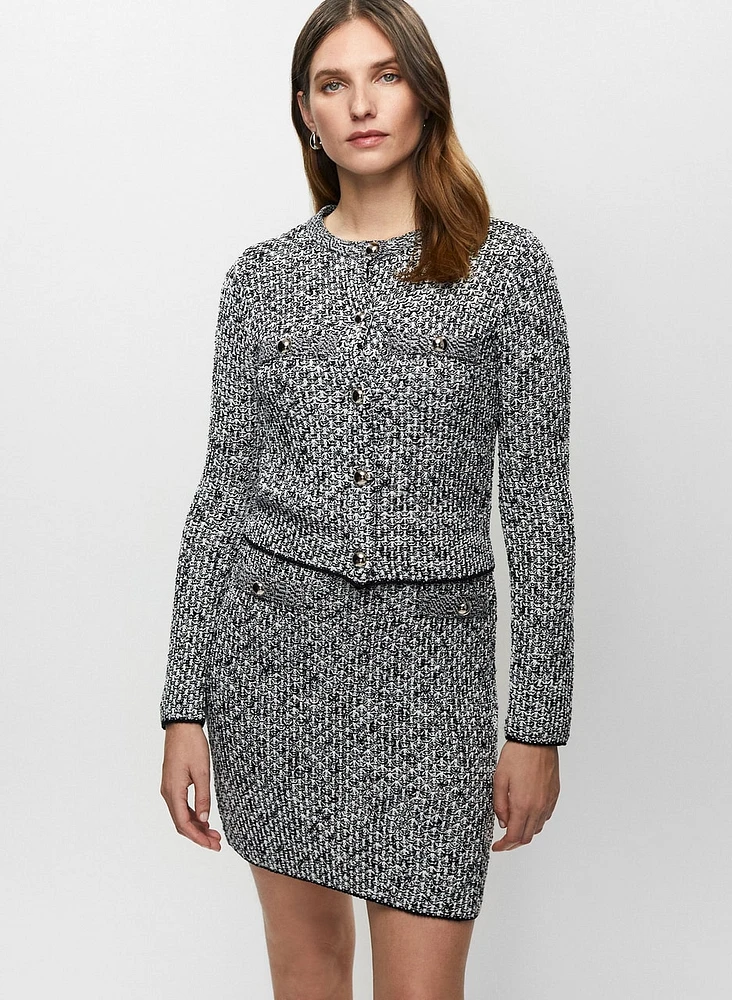 Tweed Button Front Cardigan