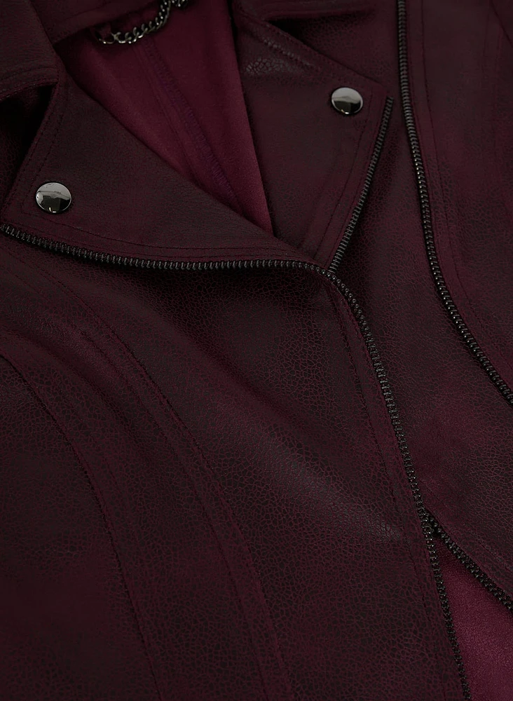 Vex - Snap Detail Faux Suede Jacket