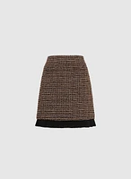 Pleated Hem Bouclé Skirt