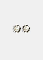 Pearl Centre Button Earrings