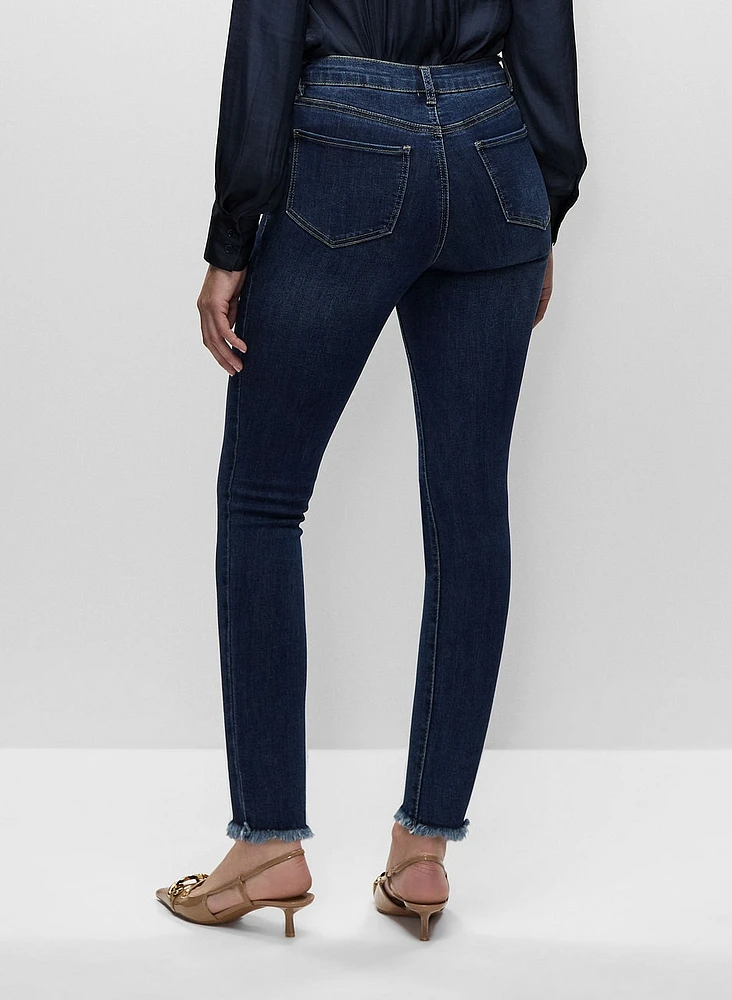 Frayed Hem Slim Leg Jeans