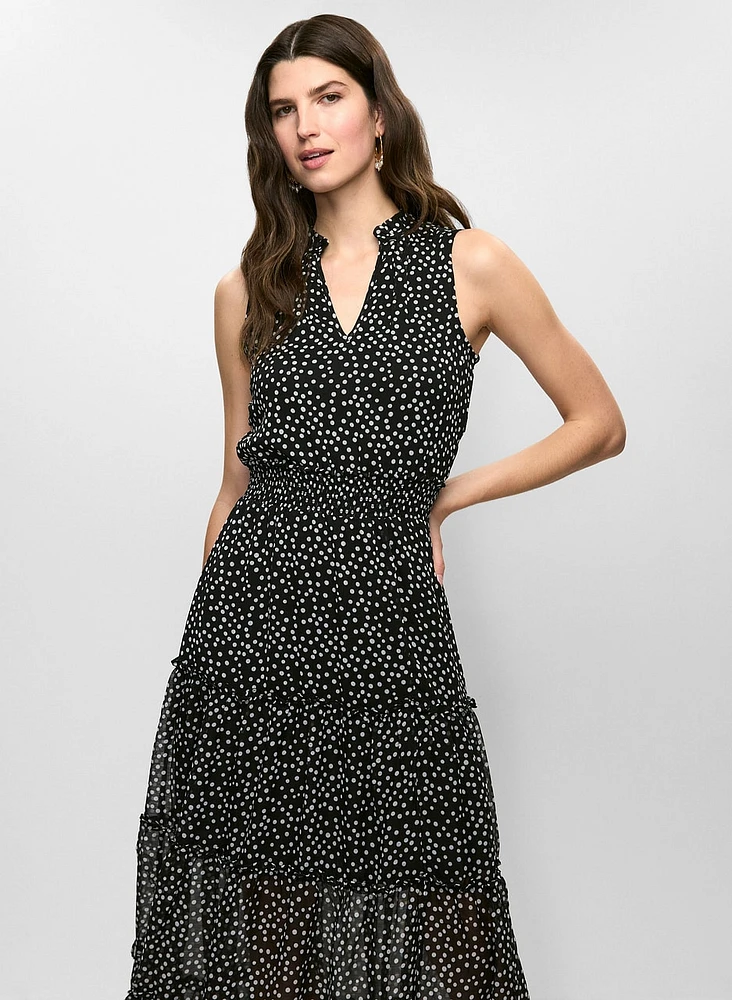 Robe longue en chiffon à motif de pois