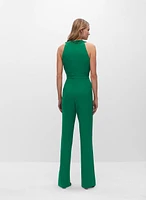 Crossover Halter Neck Jumpsuit