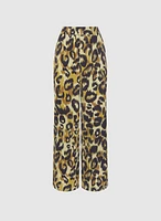 Pantalon à jambe large motif léopard