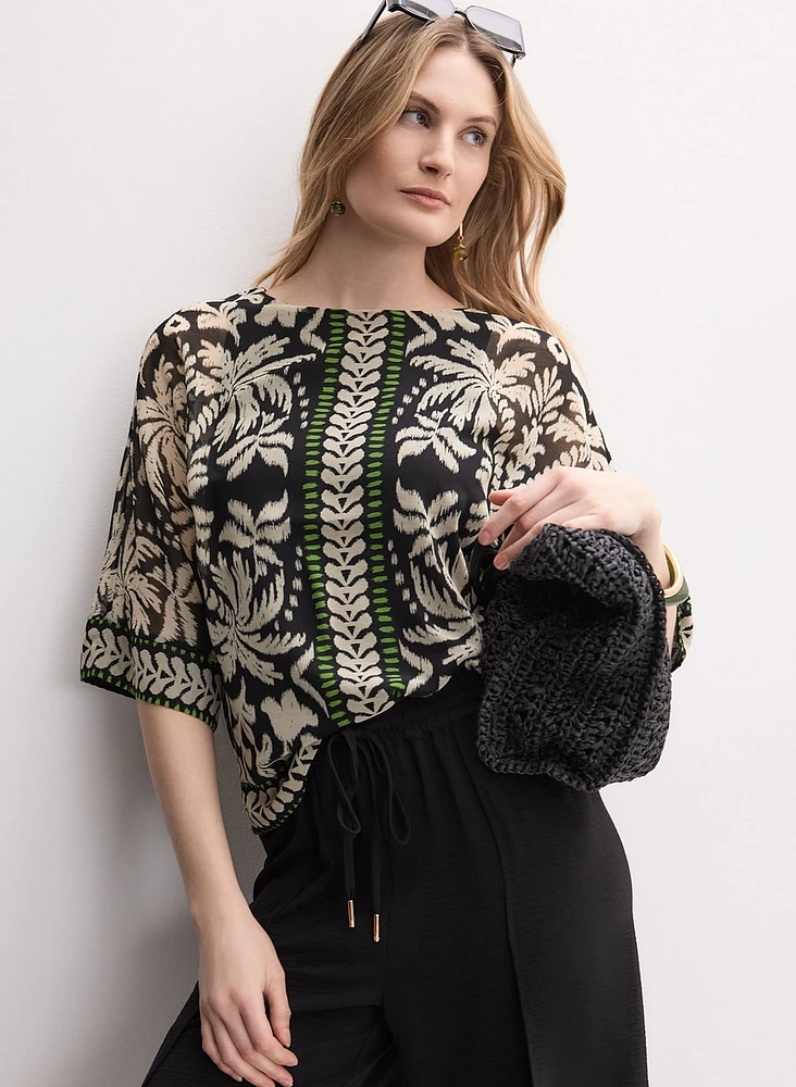 Blouse à motif de palmiers