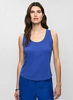 Embroidered Linen-Blend Tank Top