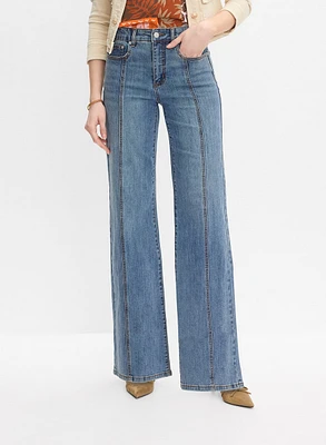 Seam Detail Wide-Leg Jeans