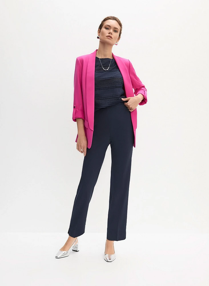 Shawl Collar Open Jacket & Straight Leg Pants