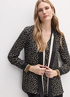 Polka Dot Print Tie Neck Blouse