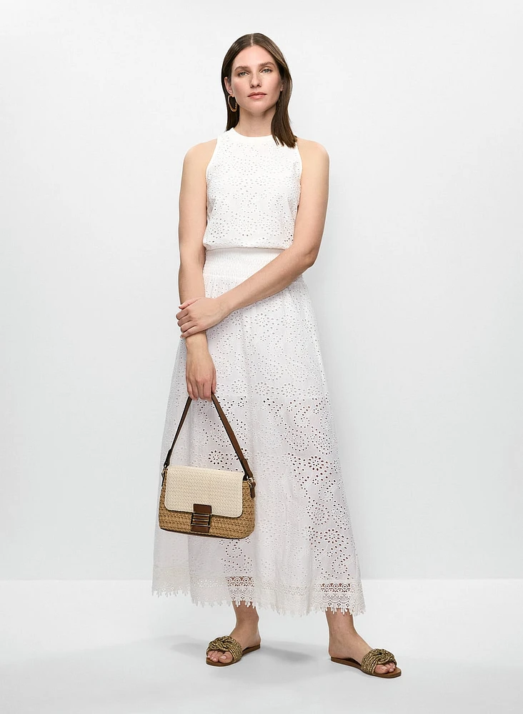 Tiered Eyelet Maxi Skirt